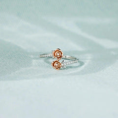 Rose Shape Inlaid Zircon Bypass Ring - 808Lush