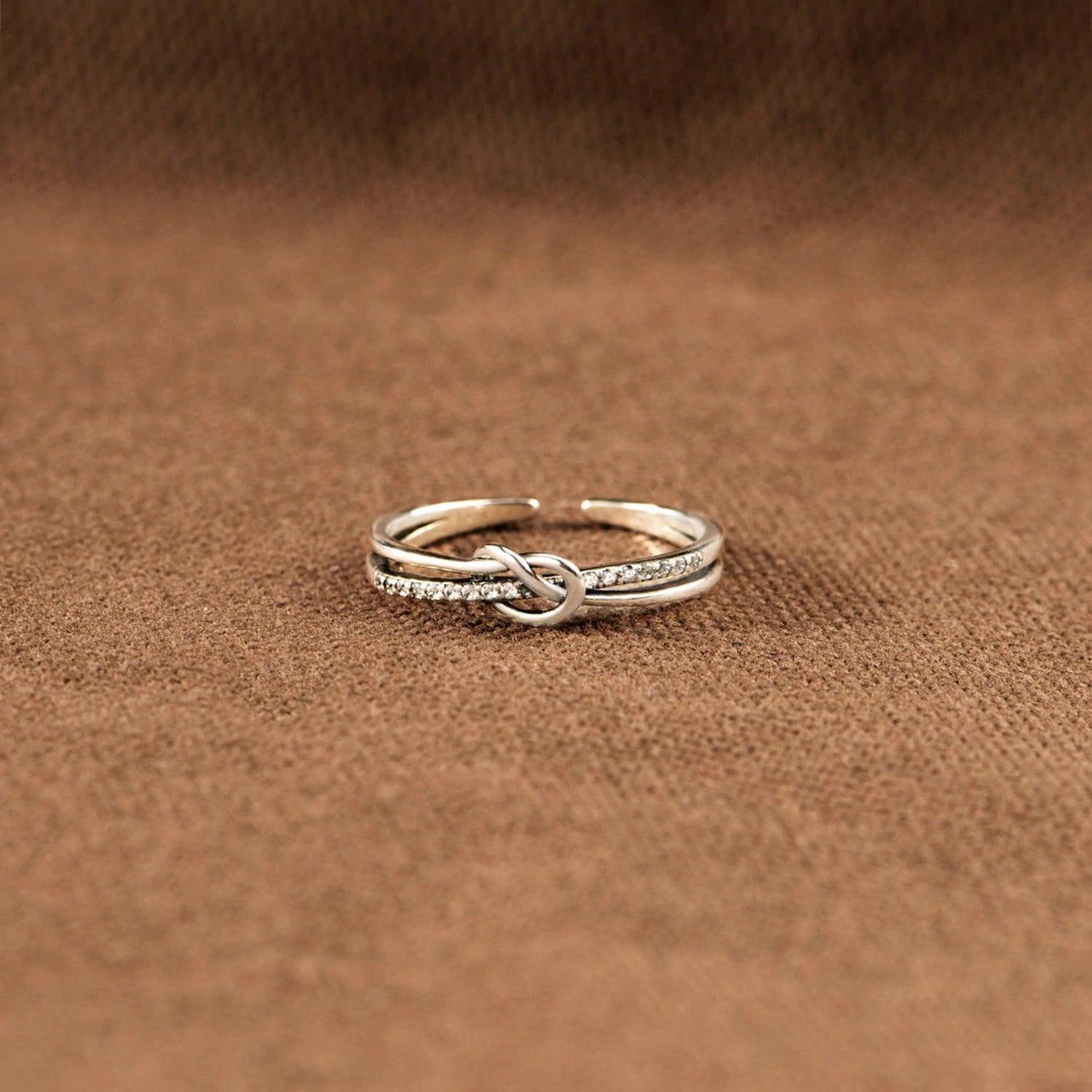 925 Sterling Silver Double-Layered Knot Ring - 808Lush