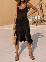 Openwork Scoop Neck Spaghetti Strap Beach Cover-Up