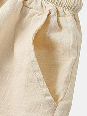 Men's Cotton Linen Beach Shorts Korean Style Solid Color - 808Lush