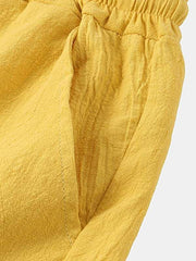 Men's Cotton Linen Beach Shorts Korean Style Solid Color - 808Lush