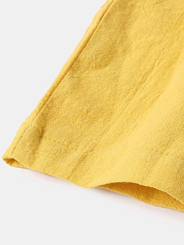 Men's Cotton Linen Beach Shorts Korean Style Solid Color - 808Lush