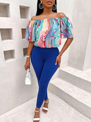 Casual loose one-shoulder short-sleeved women's suit - 808Lush
