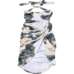 Women Sexy Halter Low Cut Backless Dress