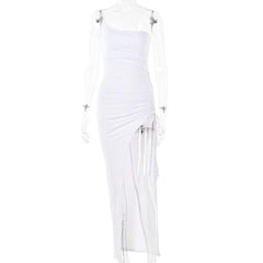 Sexy Tight Ruched High Split Maxi Dress for Women - 808Lush