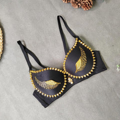 Golden Angel Wings Beaded Corset Bra