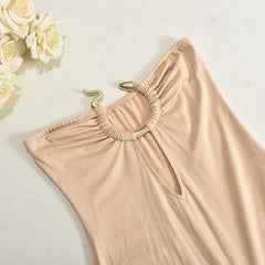 Backless Sleeveless Hollow Out Metal Jumpsuit
