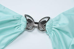 Metal Butterfly Sexy Cutout Halter Dress
