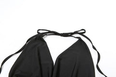 Backless Sexy Deep V Plunge Neck High Slit Skirt Set
