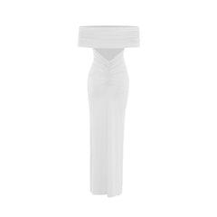 Sexy off Shoulder Backless Pleated Maxi Dress