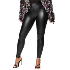 Women Leggings Slim Stretch Casual Leather Trousers - 808Lush