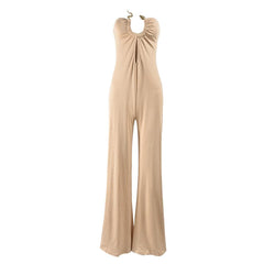 Backless Sleeveless Hollow Out Metal Jumpsuit