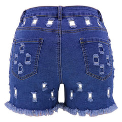 Ripped High Waist Stretch Denim Shorts - 808Lush