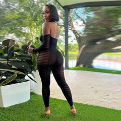 Cutout out See through Backless Sexy Tight Jumpsuit - 808Lush