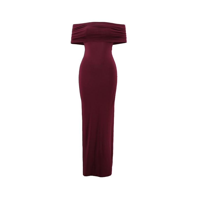 Sexy off Shoulder Backless Pleated Maxi Dress