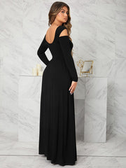 Classic Elegant V Neck Split Maxi Dress