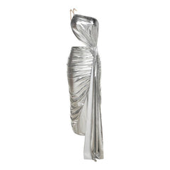 Metallic Sexy Backless Slit Maxi Dress - 808Lush