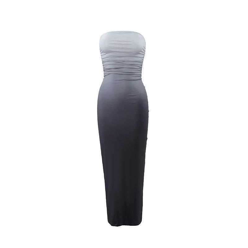 Sexy Tube Top Gradient Length Dress - 808Lush