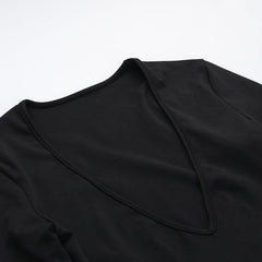 Sexy V Neck High Waist Slit Midi Dress