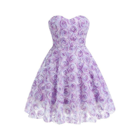 Purple Tube Top Floral Mini Dress