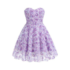 Purple Tube Top Floral Mini Dress