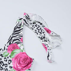 Floral Printed Sexy Backless Split Mini Dress