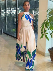 Floral Printed Sexy Dew Sleeveless Jumpsuit