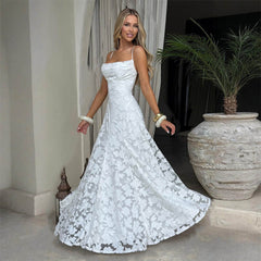 Women Sexy Strap Chiffon Elegant Backless Dress