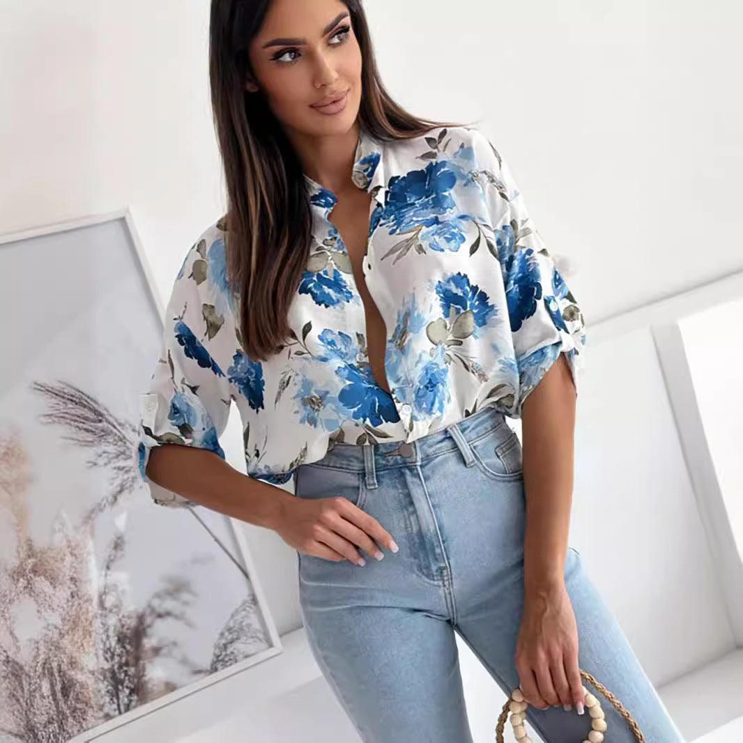 Floral Shirt Half Sleeve Top - 808Lush