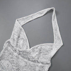 Women Summer Lace off Shoulder See through Skirt Set