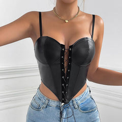 Sexy Simple Thin Rope Buckle Design Slimming Leather Vest - 808Lush