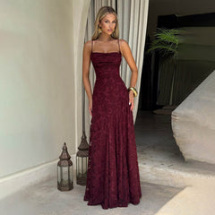 Women Sexy Strap Chiffon Elegant Backless Dress