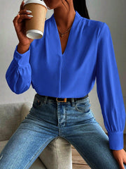 Women Long Sleeve V neck Loose Shirt