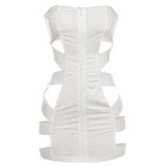 Sexy Tube Top Cutout out Stitching Zipper Dress