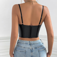 Sexy Simple Thin Rope Buckle Design Slimming Leather Vest - 808Lush