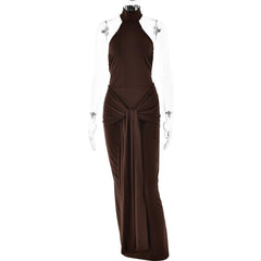 round Neck Tied Backless Maxi Dress