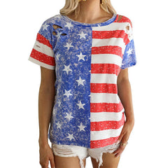 Independence Day Printed Ripped  T Shirt