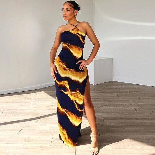 Sexy Party Sleeveless Backless Slit Dress - 808Lush