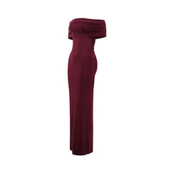 Sexy off Shoulder Backless Pleated Maxi Dress