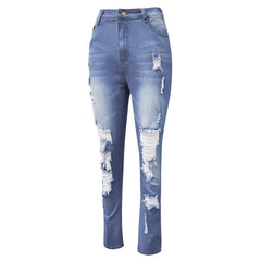 Women Daily Casual Denim Ripped Jeans