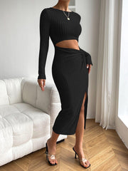 Sexy Hollow Out Slit Midi Dress