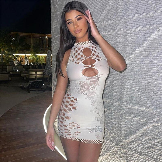 Sexy Cutout Knitted Casual Short Dress - 808Lush