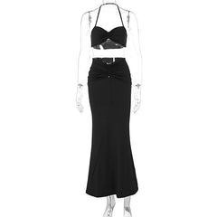 Summer Spaghetti Straps Sexy Skirt Set