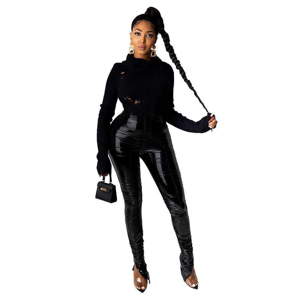 Women Casual Faux Leather Legging - 808Lush