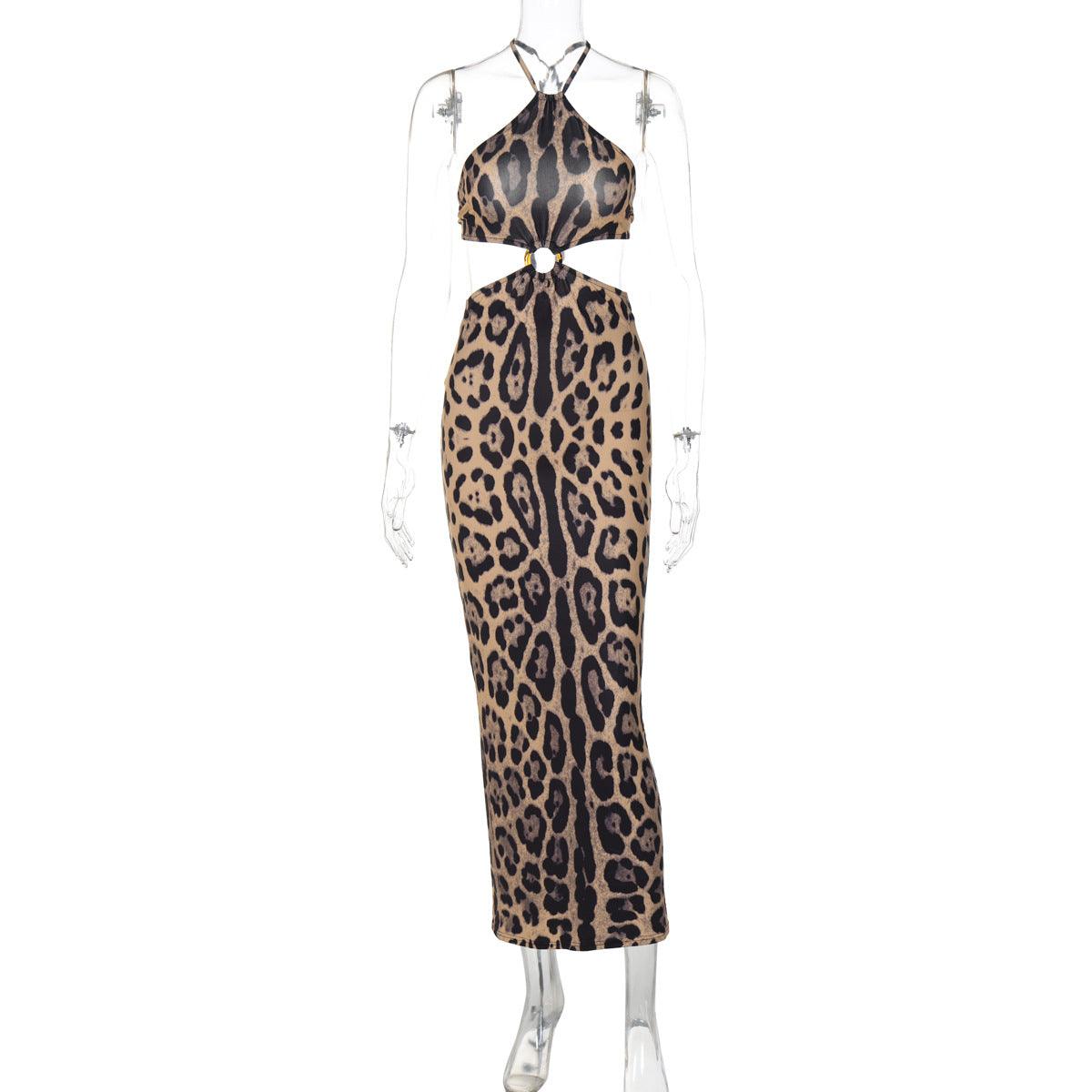 Leopard Print Bandeau Sling Dress
