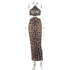 Leopard Print Bandeau Sling Dress