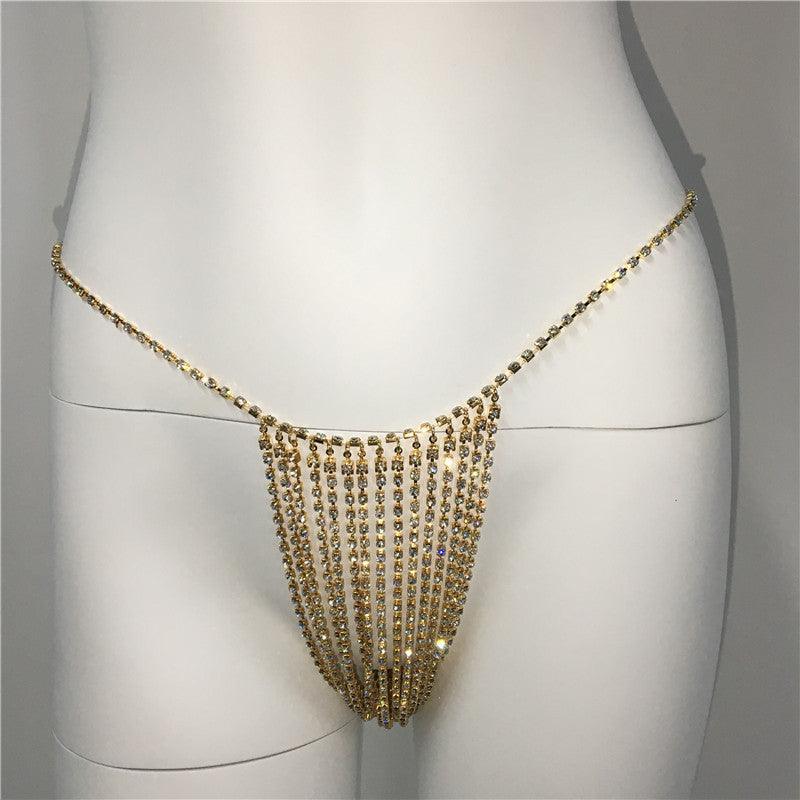 Accessories Rhinestone Waist Chain Ornament Sexy Multi Layer Tassel Flashing Bikini Swimsuit Drill Chain Underwear Women - 808Lush