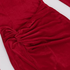 Elegant Long Sleeve Slit Velvet Maxi Dress