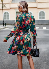 Printed Dress Autumn Elegant Long Sleeve Dress