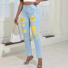 Street Hipster Skinny Ripped Stretch Jeans